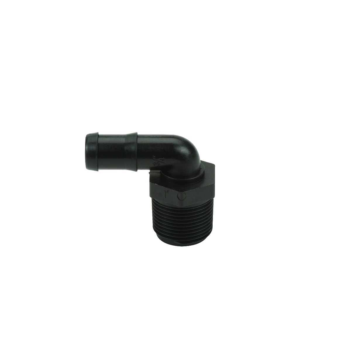 Pipe Fittings: MPT 1 x .75 Inch Hose Shank 90 Degree