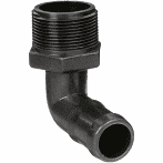 Pipe Fittings: MPT 1 x 1.25 Inch Hose Shank 90 Degree