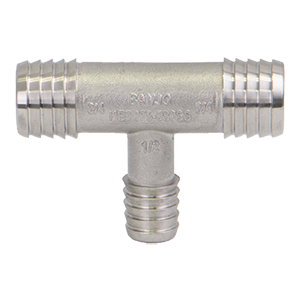 ľ" Hose Barb X ľ" Hose Barb X ˝" Hose Barb Tee Stainless Steel