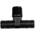 1" HB X 1" HB X 1" MPT POLY HOSE BARB THREADED TEE BANJO