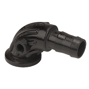 1" Full Port Flange X 1" Hose Shank Sweep With  1/4" Gauge Port