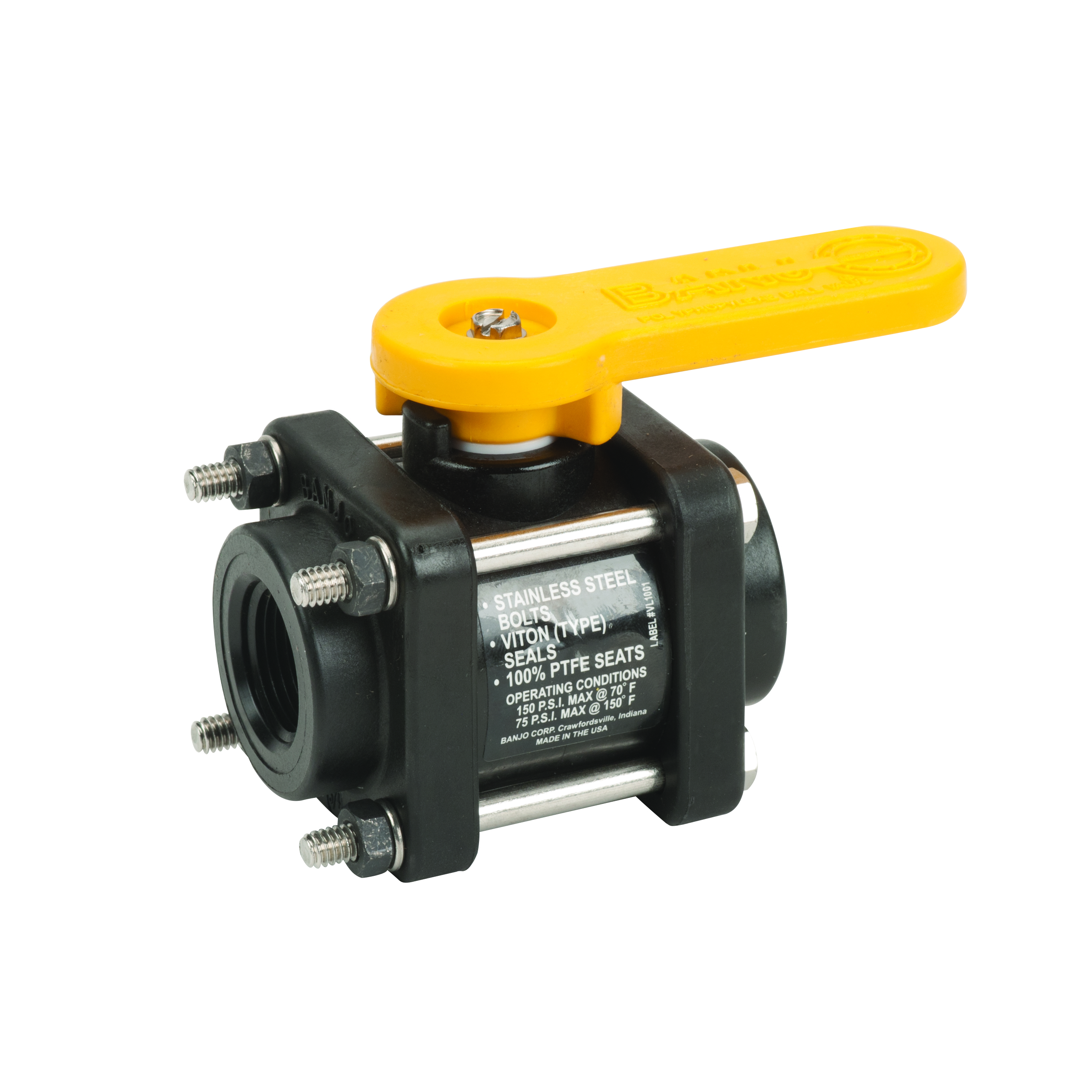 Full Port Bolted Valve: .75 x .75 Inch Poly Port